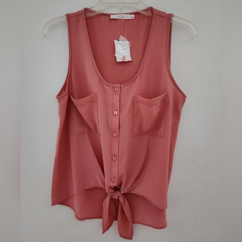Lush Dusty Rose Button-Front Tank Top